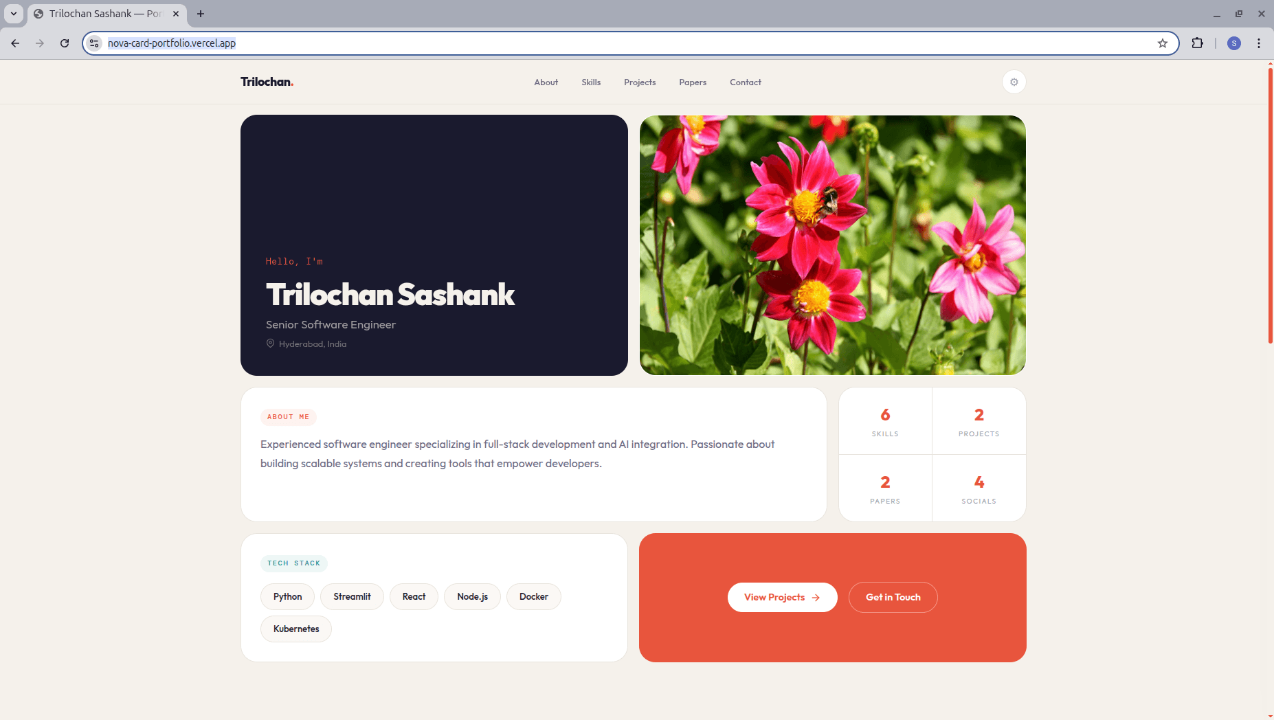 Nova Card Portfolio Template